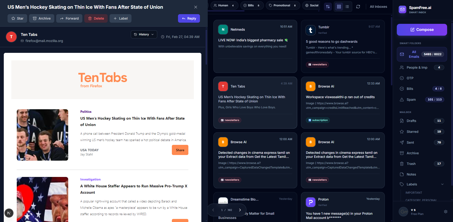 Spamfree Email Interface Mockup 2
