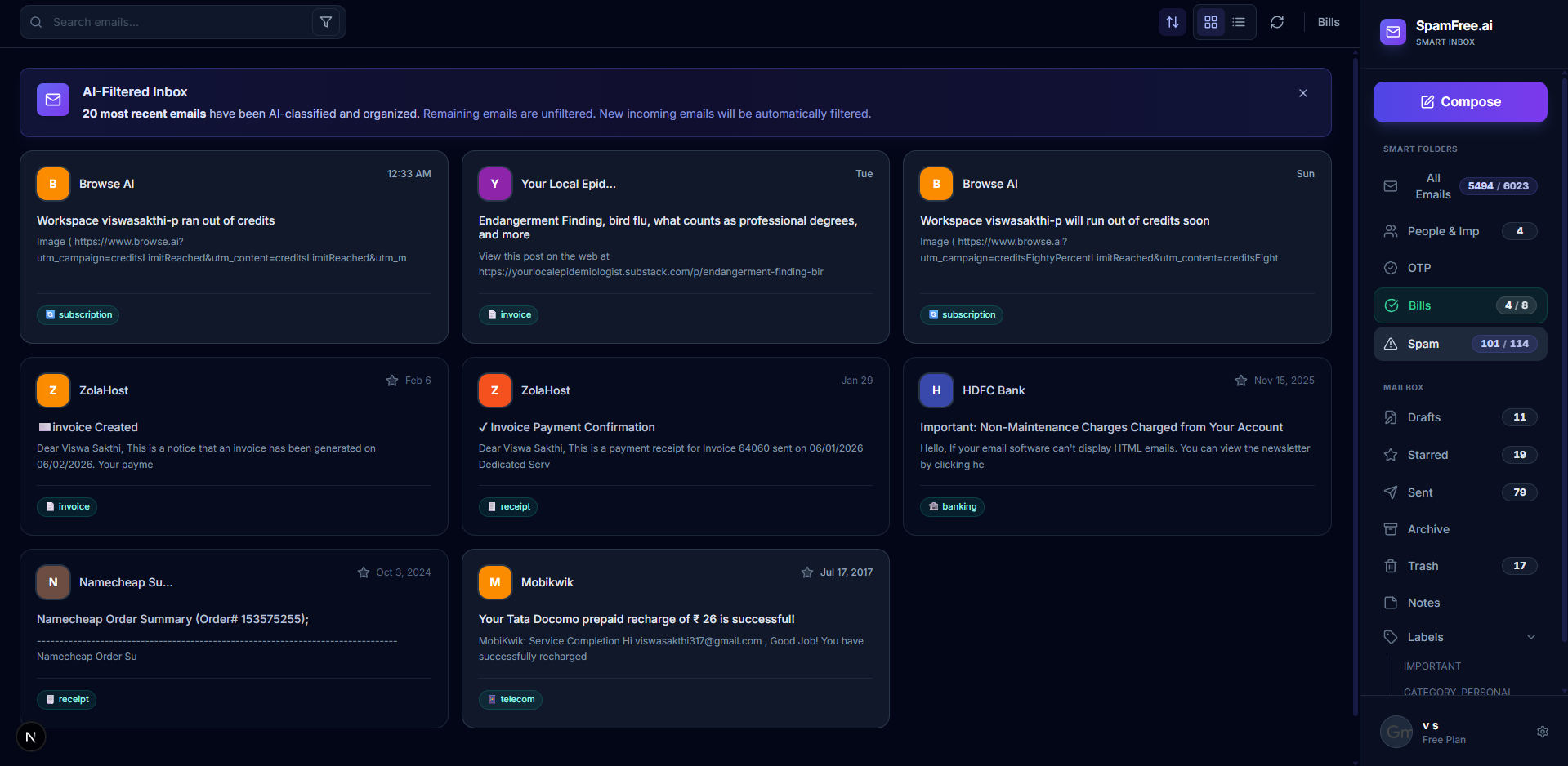 Spamfree Email Interface Mockup 3