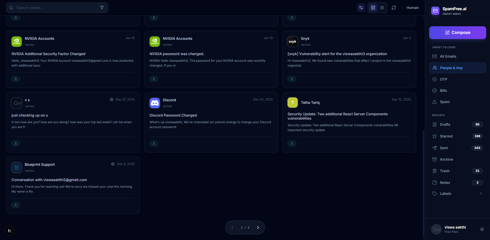 Spamfree Email Interface Mockup 5